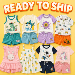 Tenues en coton pour enfants, 2 pièces, t-shirt et short, imprimé dinosaure jungle, vêtements d'été pour garçons et filles, vêtements pour enfants - Product Image 6