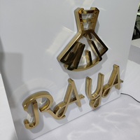 Enseigne LED personnalisée, publicité rétroéclairée, logo de bureau en métal doré, lettres d'enseigne, enseigne LED rétroéclairée pour intérieur et extérieur, enseigne murale de magasin