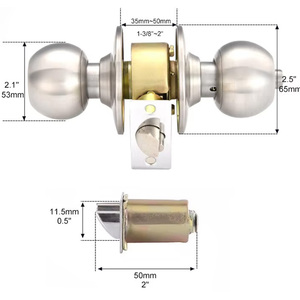 SENHO Residential Cylindrical Brass Cylinder Lock Stainless Steel Handle 60mm Backset 3 Keys ANSI Grade 3 Security - Product Image 4