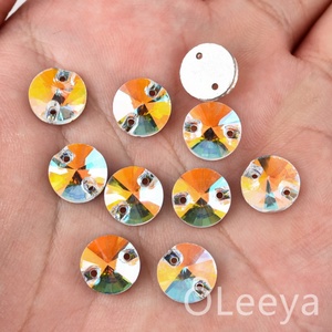 คริสตัลเย็บติด Oleeya รูปทรงกลม Rivoli สีสันสดใส ขนาด 8-18 มม. สำหรับตกแต่งเสื้อผ้า - Product Image 5