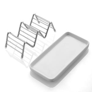 Support de Savon en Céramique Personnalisé avec Logo, Plateau de Drainage, Porte-Savon de Salle de Bain en Acier Inoxydable - Product Image 1