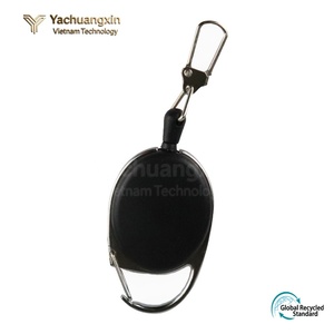 Porte-clés rétractable en métal, mousqueton noir de conception ovale, pour usage en camping en plein air, 1 pièce, toutes saisons - Product Image 4