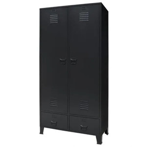 Armoire de rangement en métal de style industriel noir, robuste, en acier, pour la maison et le bureau - Product Image 2