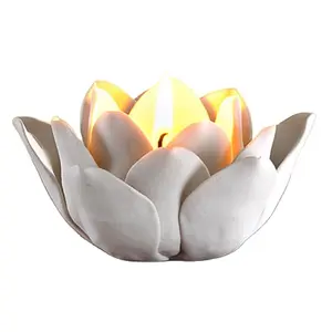 Porte-bougie lotus pivotante en céramique, bougeoir décoratif