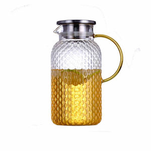 <span class=keywords><strong>Carafe</strong></span> à eau Offre Spéciale de grande capacité Pichet en verre Borosilicate Pichet à eau avec couvercle en acier inoxydable Pichet à eau avec verres - Product Image 2