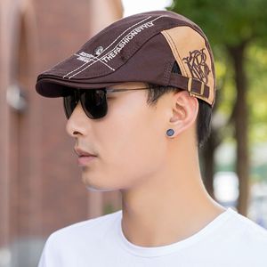 2022 새 버전 앞으로 모자 베레모 자수 남성용 아이비 모자 야외 태양 모자 자외선 차단제 화가 모자 - Product Image 3