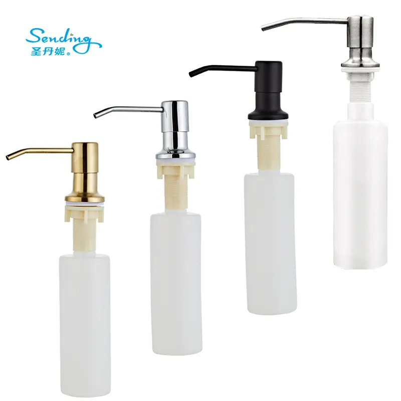 Brushed Gold Kitchen Sink Stainless Steel Dish Liquid Soap Dispenser Head With 300ml catacity bottle