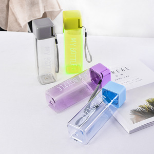 Bouteille d'eau en plastique carrée avec cordon, anti-fuite, design MY BOTTLE, pour les sports de plein air, l'école, les voyages et l'hydratation quotidienne - Product Image 6