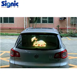 LED Mobil Belakang Tampilan Digital Penuh Warna Transparan Jendela Belakang Mobil Lampu LED Display LED Mobil Tanda