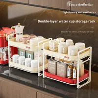 Étagère de rangement pour thé et café en plastique double couche, moderne et luxueuse, imperméable et durable, avec organisateur de bureau pour la cuisine