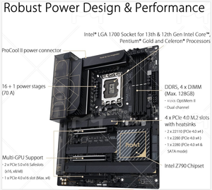 Placa base para placa base ASU <span class=keywords><strong>ProArt</strong></span> 1700 WiFi 6E LGA 5,0 ATX para Intel 14th 13th 12th Gen PCIe 2,5 2x Thunderbolt 4 10G - Product Image 4