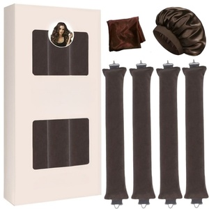 ชุดเครื่อง<span class=keywords><strong>ม้วน</strong></span><span class=keywords><strong>ผม</strong></span>แบบไม่ใช้ความร้อน 5 ชิ้น แกนม้วนผมแบบยืดหยุ่น สีกาแฟ พร้อมผ้าโพกผมสำหรับผมยาว - Product Image 4