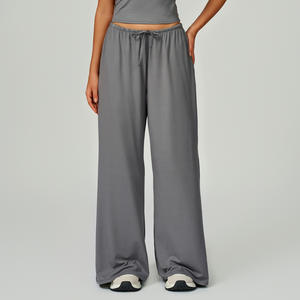 Pantalones Largos de Poliéster con Diseño Nes, Pantalones Casuales Holgados de Pierna Ancha con Cintura Elástica y Cordón para <span class=keywords><strong>Mujer</strong></span>, para Ejercicio y Fitness - Product Image 4