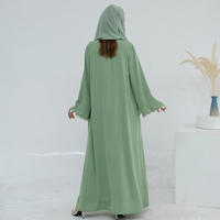 Abaya Fleurie en Dentelle 2025 avec Foulard Vente en Gros Vêtements Islamiques Turcs Cardigan Élégant de Dubaï avec Hijab Abaya Femme Abaya Ouverte