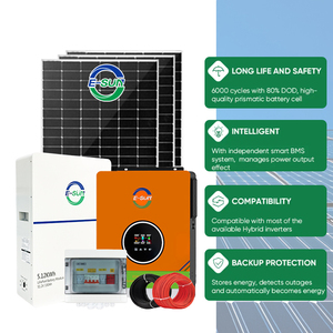 Sistema de Energía Solar Híbrido Personalizado E-Sun de 6.2KW, Sistema Solar Todo en Uno con Kits de Almacenamiento de Energía - Product Image 3