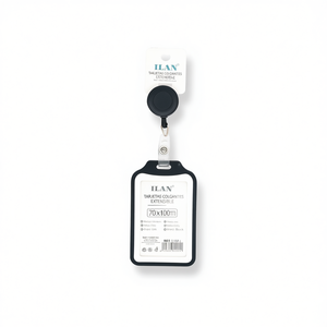 Porta Carte d'Identità Estensibile ILAN 70x100mm Nero Opaco - Product Image 1