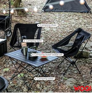 WOQI cuadrado negro al aire libre ultraligero aluminio picnic plegable mesa de camping <span class=keywords><strong>y</strong></span> cubierta de silla de Luna - Product Image 5