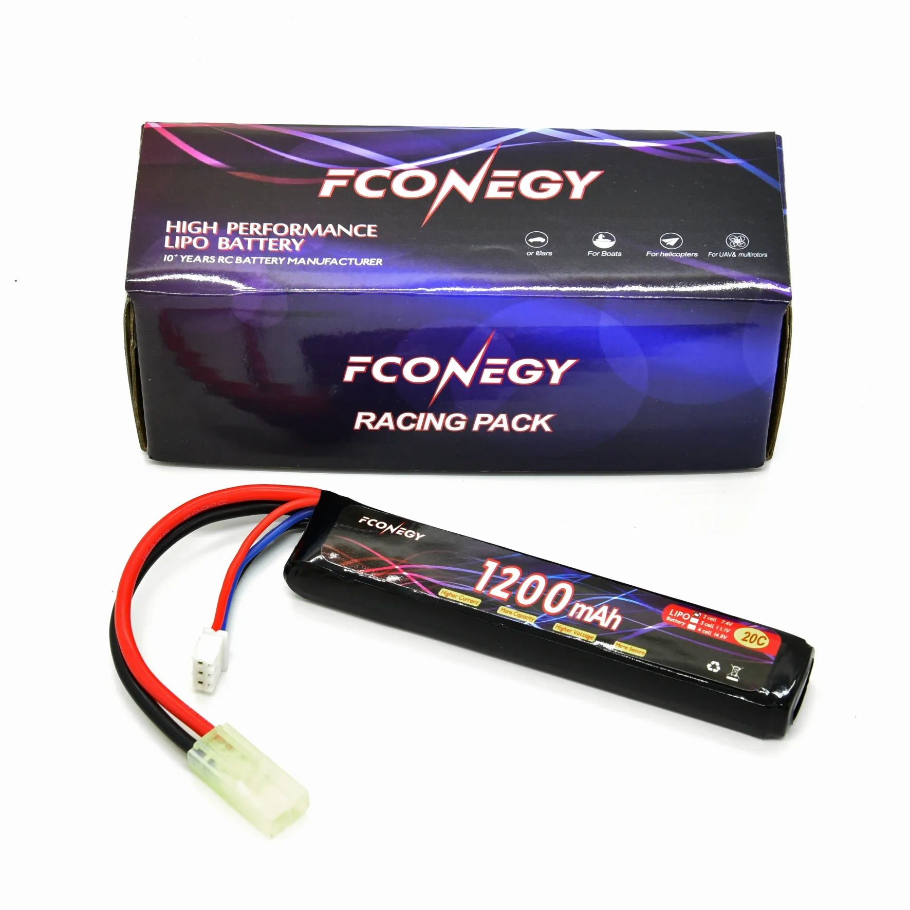 Fconery/EP airsoft gun lipo battery 7.4V 2s 1200mah stick pack 20C replacement for rc model Tamiya connector