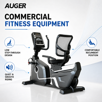 Vélo d'exercice commercial inclinable AUGER avec dossier, écran LCD, vélo d'appartement à faible impact pour salle de sport