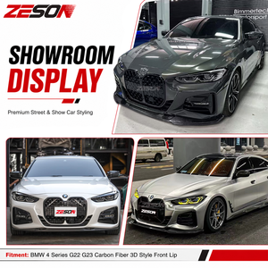 Divisor Delantero de Fibra de Carbono Real ZESON, Estilo 3D, 3 Piezas, para <span class=keywords><strong>BMW</strong></span> Serie 4 G22 G23 M440i 430i Coupé <span class=keywords><strong>2021</strong></span>+ - Product Image 6
