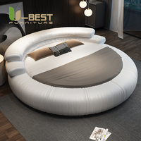 Lit Double Rond de Luxe Minimaliste Italien U-Best en Cuir Souple pour Chambre Principale, Hôtels de Renom et Mariages
