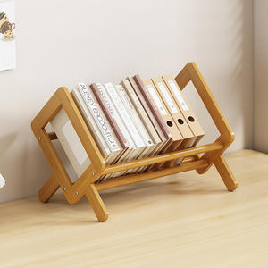 Organizador de Escritorio Multifuncional Pequeño y Moderno de Bambú para Sala de Estar u Oficina en Casa, Estante de Almacenamiento para Libros y Papeles, Bandeja Personalizable - Product Image 5