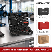 Ensemble d'outils à main de 216 pièces en acier CR-V avec coffret rigide pour la réparation automobile
