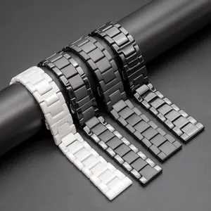 Jam tangan pintar tali keramik aktif 2 3 40mm 44mm 20mm 22mm untuk Samsung galaxy 46mm 42mm gear s3 tali gelang jam keramik mewah