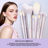 Nouvelle conception 2026 – Ensemble de 8 pinceaux de maquillage épais multifonctionnels Mophira MT23 pour visage et yeux, aspect luxueux violet, vente en gros personnalisée