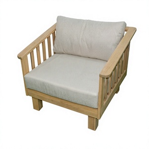 Ensemble de canapés d'angle en bois d'acacia massif avec accoudoirs rembourrés, design moderne pour patios, villas et hôtels - Product Image 1