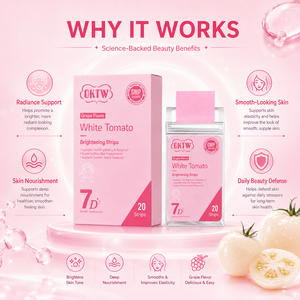 OKTW - Tiras de Suplemento de Tomate Blanco de Disolución Oral, Fórmula Vegana, Disponibilidad Inmediata, Suministro de Fábrica, Apoyo para un Tono Uniforme - Product Image 6