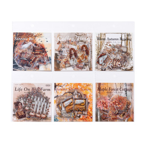 30 Sheets/Pack PET <strong>Scrapbooking</strong> <strong>Stickers</strong> Pack Autumn Living Vintage-Style Materials Scrapbook Scene Decor Collage Art - Product Image 5