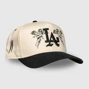 custom 5 panel high quality puff embroidery baseball cap los angeles A frame cotton twill trucker hat two tone Gorras snapback