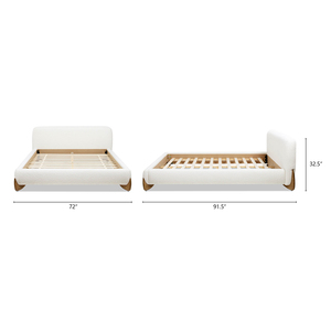 Modern Adjustable Convertible <b>Platform</b> <b>Bed</b> Queen Ivory White Velvet Rosewood <b>Frame</b> Storage - Product Image 6
