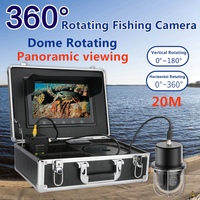 Kubah Putar 100 Derajat 10 Inci 20M-360 M Kamera Video Memancing Bawah Air Panorama Pencari Ikan dengan 20 LEDs untuk Memancing Di Es/Laut