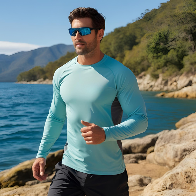 Summer Outdoor Clothing Mens Fishing Shirt Upf protection Fishing Shirts for Swimming Sports Fish Wear