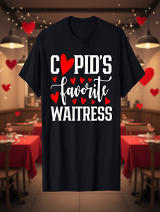 T-shirt unisex per San Valentino con stampa a cuore di Cupido, 100% cotone, girocollo, manica corta, vestibilità regolare - Product Image 2