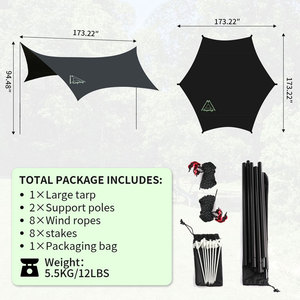 210D Oxford với vinyl tráng UPF 50 + không ướt ngoài trời Tán lều cắm trại mái hiên lều chống UV lớn Tarp lều - Product Image 2