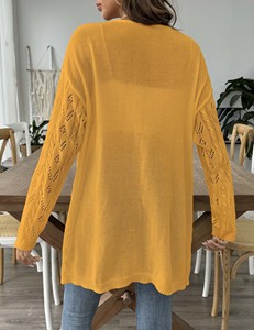 Suéter de punto para mujer personalizado de fábrica, diseño nuevo, fino, calado, con frente abierto, camisa de punto para dama, suéteres, cárdigans - Product Image 4