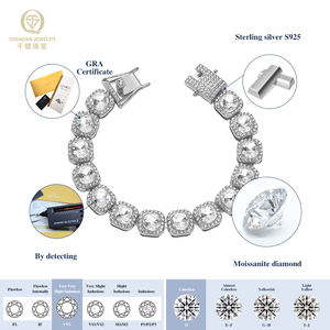 Colliers de joaillerie fine en argent sterling 925, chaîne tennis en moissanite VVS 6 mm avec certificat GRA, passe le testeur de diamant, pour homme et femme - Product Image 1