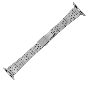 สายนาฬิกาไทเทเนียมสำหรับ Apple Watch แบบหัวเข็มขัดพับสองปุ่ม สีเงิน สายแบบเชื่อมต่อ ระบายอากาศได้ดี ยืดหยุ่น ใช้แทนสายเดิมได้ - Product Image 3