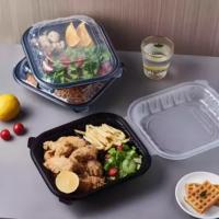 Contenants alimentaires réutilisables en PP, 9x9 pouces, avec charnières, anti-fuite, pour micro-ondes, avec 1/2/3 compartiments, pour la vente en gros et la livraison à emporter
