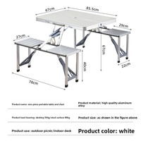 Table pliante en alliage d'aluminium avec 4 chaises, ensemble robuste et portable pour le camping, le pique-nique et les activités de plein air, table et chaises intégrées