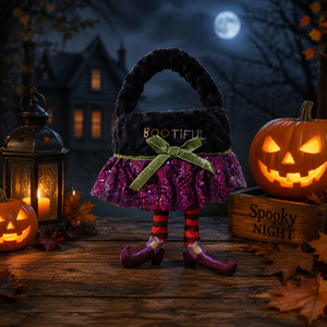 Bolsas <span class=keywords><strong>de</strong></span> Peluche Modernas para Dulces <span class=keywords><strong>de</strong></span> Halloween, Cesta <span class=keywords><strong>de</strong></span> Caramelos con Lentejuelas Moradas y Patas <span class=keywords><strong>de</strong></span> Bruja, Bolsa <span class=keywords><strong>de</strong></span> Regalo Personalizada con Bordado para Niños - Product Image 4