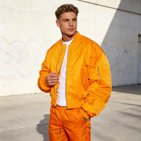 Blouson aviateur personnalisé pour homme avec logo, veste d'hiver rembourrée décontractée de couleur unie, col montant, en nylon, avec fermeture éclair, pour l'extérieur