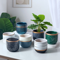 चीनी मिट्टी के Flowerpots सेट 3 रंगीन नॉर्डिक Morden घुटा हुआ गार्डन गृह सजावट थोक संयंत्र बर्तन फूल के बर्तन