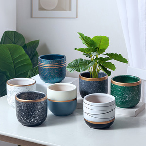 Pots de fleurs en céramique ensemble de 3 pots de fleurs colorés nordiques morden émaillés jardin décoration de la maison en gros pots de plantes pots de fleurs - Product Image 1