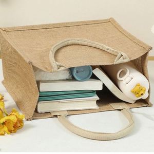 Hot Sale Durable <b>Large</b> Capacity Jute Shopping <b>Bags</b> Portable Customized Logo Printing Hemp Tote <b>Bag</b> - Product Image 3