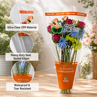 Vente directe d'usine, sacs à bouquet trapézoïdaux imprimés en gravure de haute qualité, taille personnalisée, durables, sacs en plastique transparent OPP