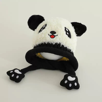 Gorro de punto de felpa con orejeras de dibujos animados para bebé, gorro cálido de lana para otoño e invierno, gorro unisex para niños